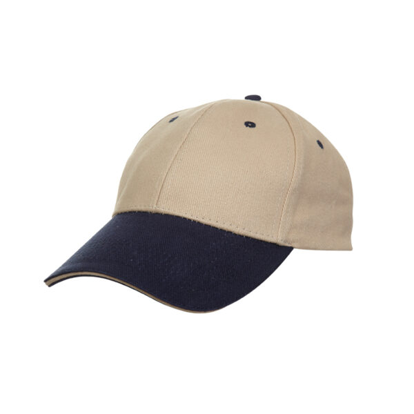 khaki and navy custom made 2 tone sandwich cotton cap in Malaysia