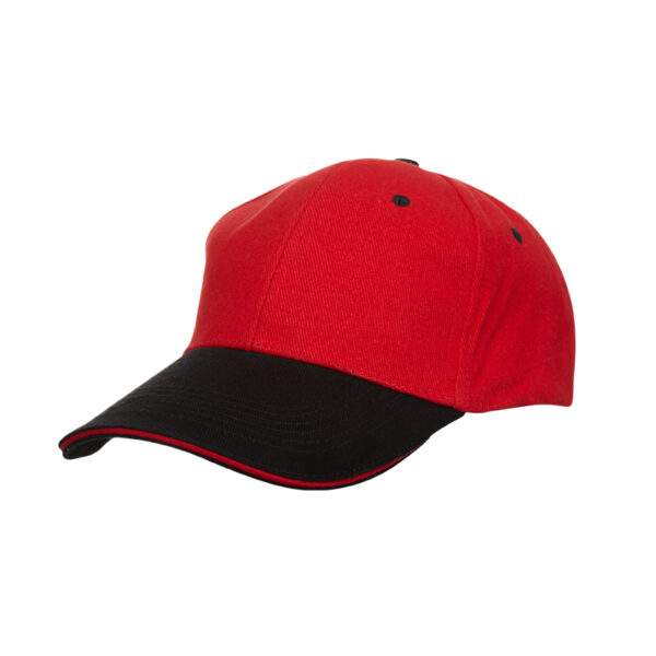 red and black custom made 2 tone sandwich cotton cap in Malaysia