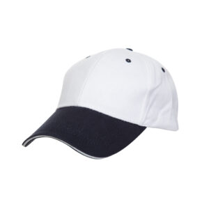 white and navy custom made 2 tone sandwich cotton cap in Malaysia