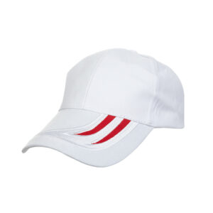 white and red custom made sporty baseball cap in Malaysia
