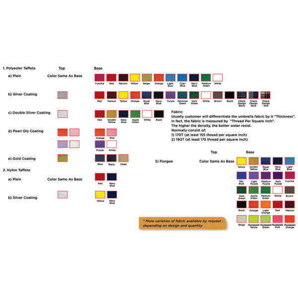 color options for Custom Made Umbrella in Malaysia