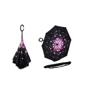close and open display of Inverted Pink Gallery Custom Made Umbrella in Malaysia