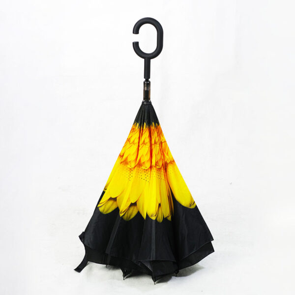 closed display of Inverted Yellow Flower Custom Made Umbrella in Malaysia
