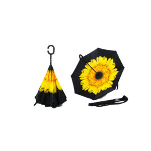 close and open displays of Inverted Yellow Flower Custom Made Umbrella in Malaysia